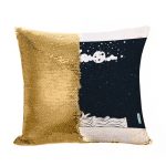 مخدة سحرية مع الحشوة لون ذهبي بتصميم قمر والنجوم
