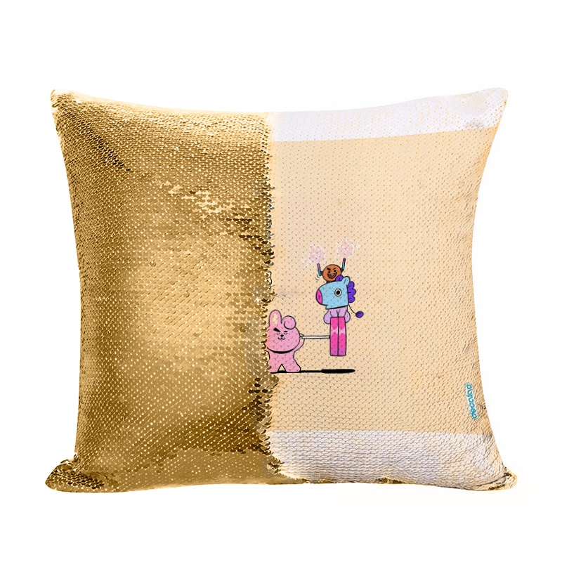 مخدة سحرية مع الحشوة لون ذهبي بتصميم قوه كوكي شخصيات BT21 مخدة سحرية مع الحشوة لون ذهبي بتصميم قوه كوكي شخصيات BT21