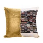 مخدة سحرية مع الحشوة لون ذهبي بتصميم كاسيت موسيقي