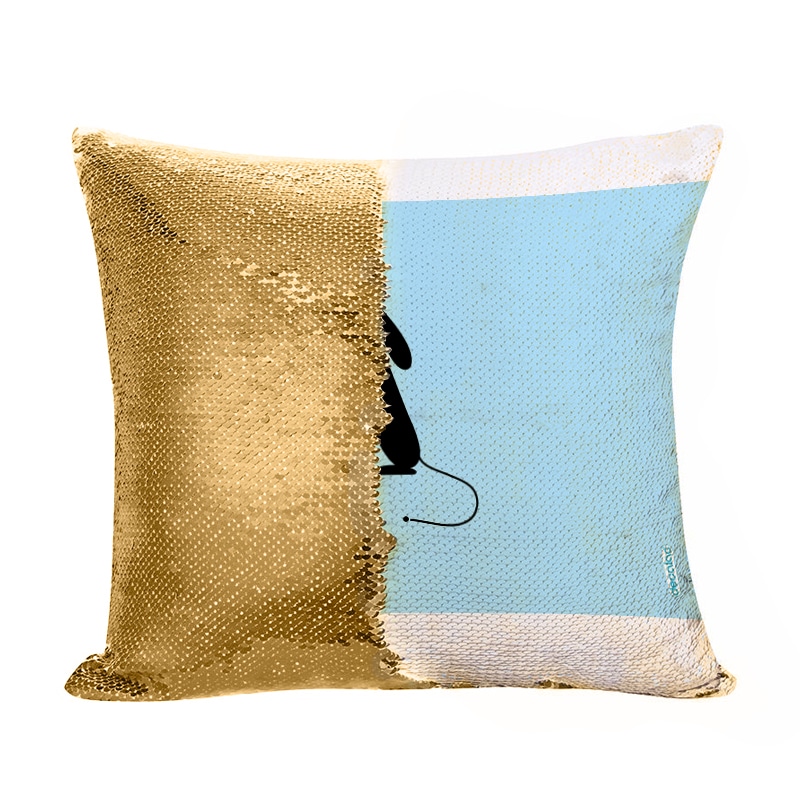 مخدة سحرية مع الحشوة لون ذهبي بتصميم كلب كرتوني مخدة سحرية مع الحشوة لون ذهبي بتصميم كلب كرتوني