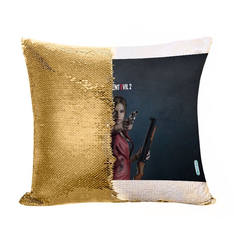 مخدة سحرية مع الحشوة لون ذهبي بتصميم كلير رزدنت إيفل 2 مخدة سحرية مع الحشوة لون ذهبي بتصميم كلير رزدنت إيفل 2