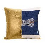 مخدة سحرية مع الحشوة لون ذهبي بتصميم كمان مزخرف