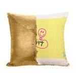 مخدة سحرية مع الحشوة لون ذهبي بتصميم كن سعيد