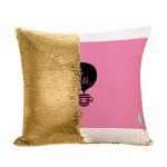 مخدة سحرية مع الحشوة لون ذهبي بتصميم كوب بعباره