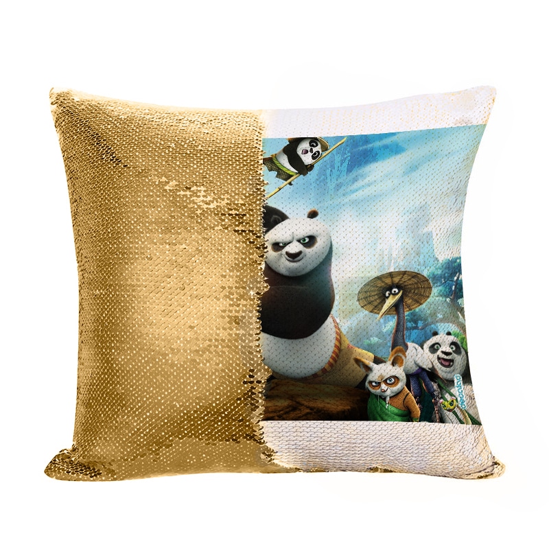 مخدة سحرية مع الحشوة لون ذهبي بتصميم كونغ فو باندا 3 مخدة سحرية مع الحشوة لون ذهبي بتصميم كونغ فو باندا 3