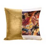 مخدة سحرية مع الحشوة لون ذهبي بتصميم لوفي سابو إيس ون بيس