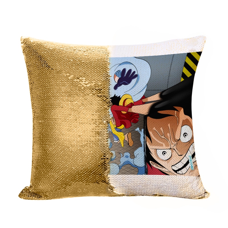 مخدة سحرية مع الحشوة لون ذهبي بتصميم لوفي ضد سيزار ون بيس مخدة سحرية مع الحشوة لون ذهبي بتصميم لوفي ضد سيزار ون بيس