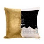 مخدة سحرية مع الحشوة لون ذهبي بتصميم ليله سعيده
