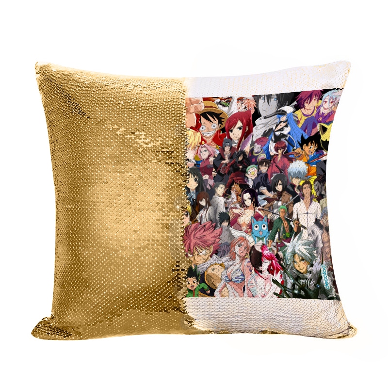 مخدة سحرية مع الحشوة لون ذهبي بتصميم مكس انمي مخدة سحرية مع الحشوة لون ذهبي بتصميم مكس انمي
