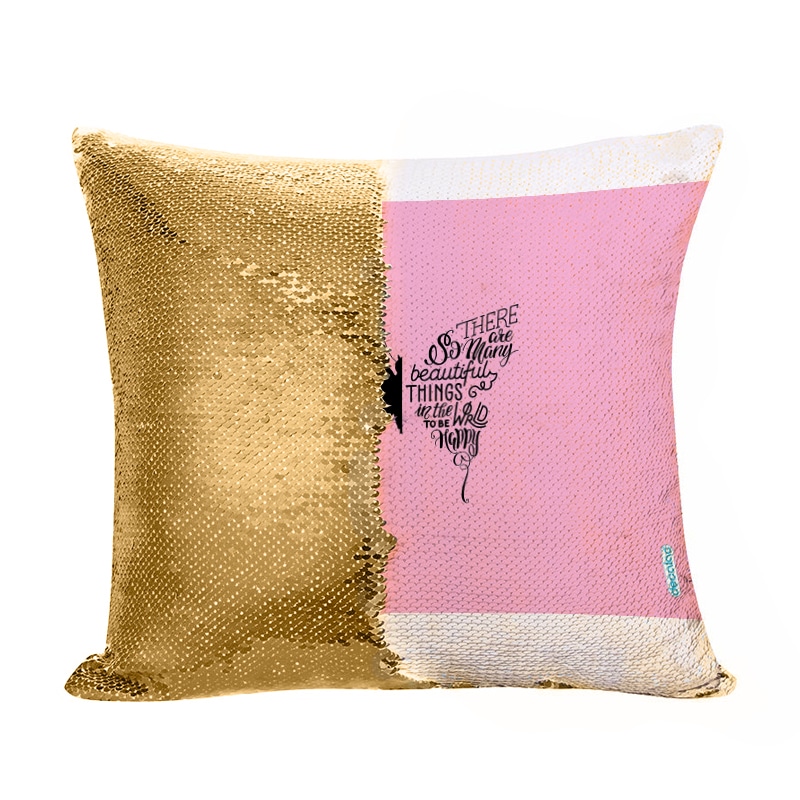 مخدة سحرية مع الحشوة لون ذهبي بتصميم نصف فراشة مخدة سحرية مع الحشوة لون ذهبي بتصميم نصف فراشة
