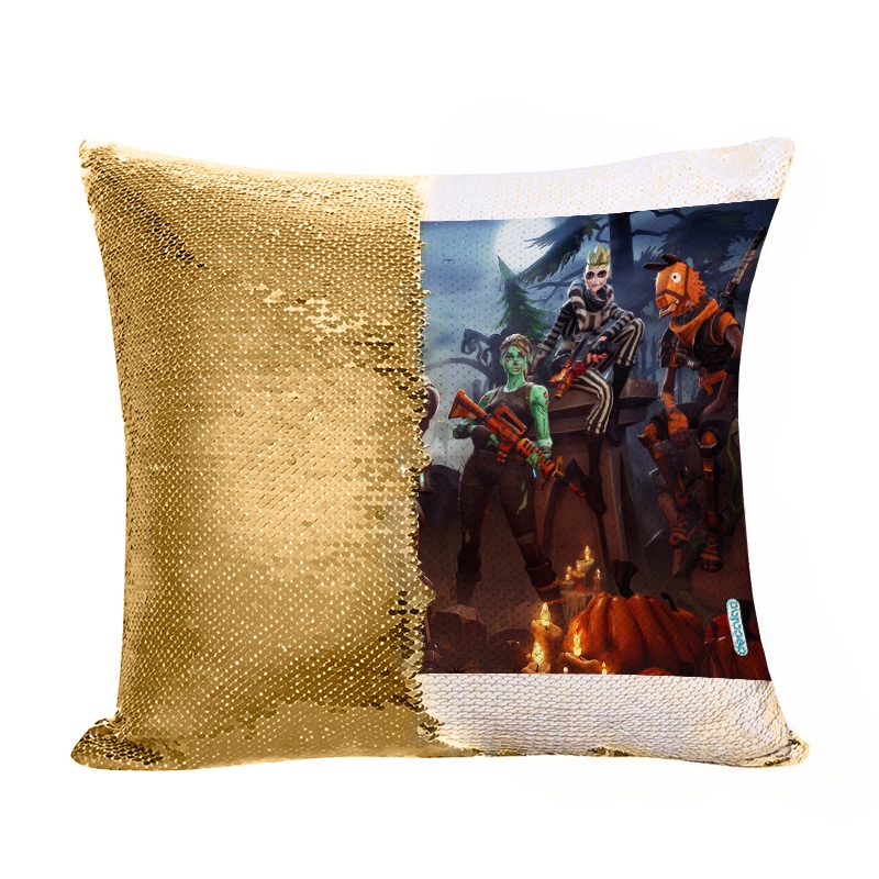 مخدة سحرية مع الحشوة لون ذهبي بتصميم هالوين فورت نايت مخدة سحرية مع الحشوة لون ذهبي بتصميم هالوين فورت نايت