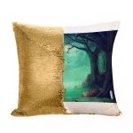 مخدة سحرية مع الحشوة لون ذهبي بتصميم هالوين مخيف