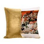 مخدة سحرية مع الحشوة لون ذهبي بتصميم ورود