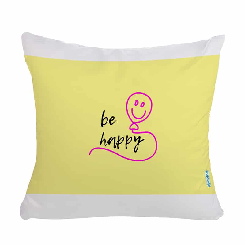 مخدة مع الحشوة بتصميم كن سعيد مخدة مع الحشوة بتصميم كن سعيد