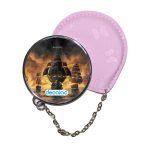 مرآة جيب جلد  دائرية  بتصميم أساسنز كريد بلاك فلاغ