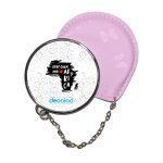 مرآة جيب جلد  دائرية  بتصميم أفريقيا