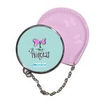 مرآة جيب جلد  دائرية  بتصميم أميره