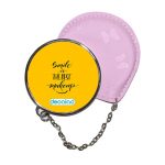 مرآة جيب جلد  دائرية  بتصميم ابتسامه