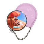 مرآة جيب جلد  دائرية  بتصميم اجازه أولاف