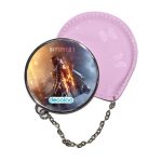 مرآة جيب جلد  دائرية  بتصميم اسلحة باتلفيلد