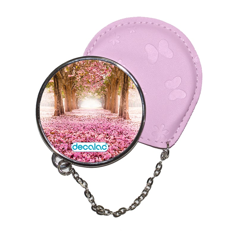 مرآة جيب جلد  دائرية  بتصميم اشجار الساكورا مرآة جيب جلد  دائرية  بتصميم اشجار الساكورا