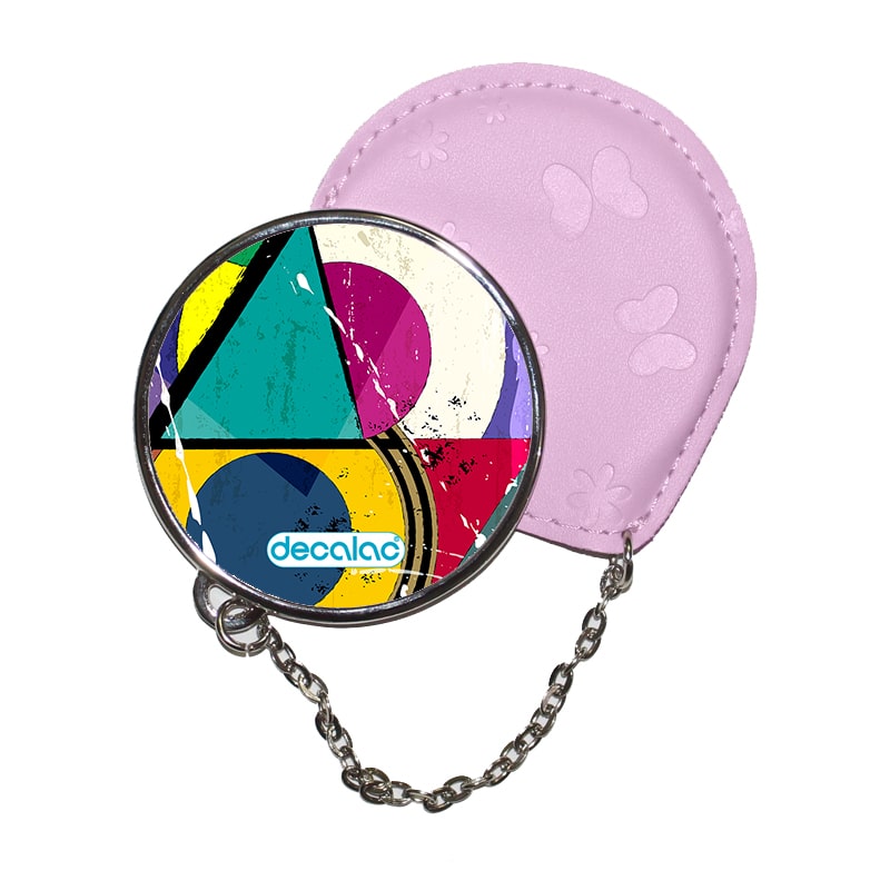 مرآة جيب جلد دائرية بتصميم اشكال هندسيه مرآة جيب جلد دائرية بتصميم اشكال هندسيه