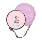 مرآة جيب جلد  دائرية  بتصميم الأجازه