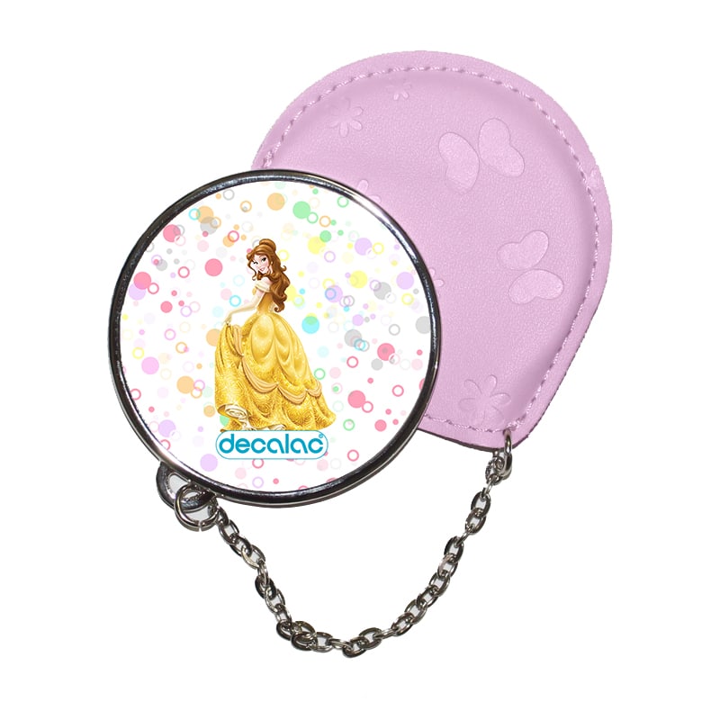 مرآة جيب جلد  دائرية  بتصميم  الأميرة بيلا مرآة جيب جلد  دائرية  بتصميم  الأميرة بيلا