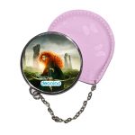 مرآة جيب جلد  دائرية  بتصميم الأميرة صاحبة القوس والسهم