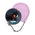 مرآة جيب جلد  دائرية  بتصميم الأميرة مريدا