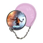 مرآة جيب جلد  دائرية  بتصميم الاستعداد للمعركة  باتلفيلد