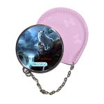 مرآة جيب جلد  دائرية  بتصميم الاميرة مونونوكي مع ذئب