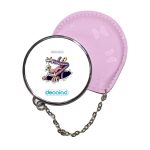 مرآة جيب جلد  دائرية  بتصميم التمساح والصوص