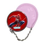 مرآة جيب جلد  دائرية  بتصميم الرجل العنكبوت مارفل