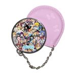 مرآة جيب جلد  دائرية  بتصميم الشخصيات اللطيفه كل الانميات