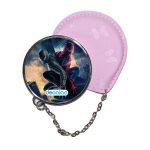 مرآة جيب جلد  دائرية  بتصميم الشر يسيطرعلى سبايدر مان