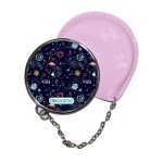 مرآة جيب جلد  دائرية  بتصميم الفضاء والمجرة