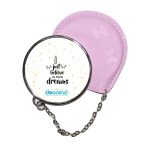 مرآة جيب جلد  دائرية  بتصميم النجوم والأحلام