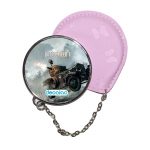 مرآة جيب جلد  دائرية  بتصميم باتلفيلد 1 الدبابه الصغيره