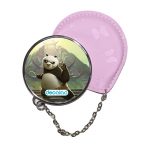 مرآة جيب جلد  دائرية  بتصميم بو كونغ فو باندا