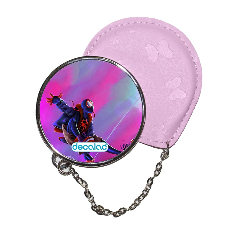 مرآة جيب جلد  دائرية  بتصميم بيتر بوركر سبايدر مان مرآة جيب جلد  دائرية  بتصميم بيتر بوركر سبايدر مان