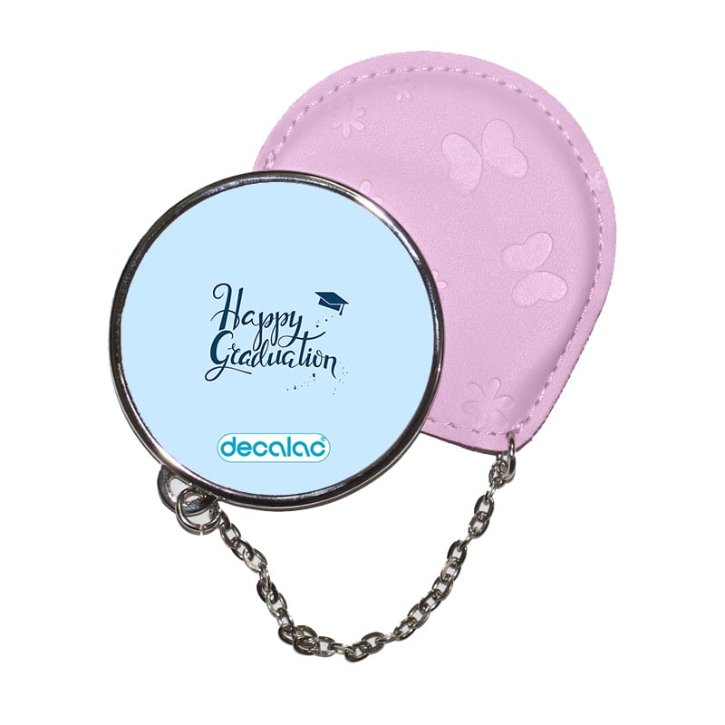 مرآة جيب جلد  دائرية  بتصميم تخرج مرآة جيب جلد  دائرية  بتصميم تخرج