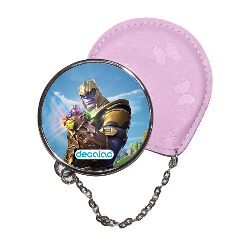 مرآة جيب جلد دائرية بتصميم ثانوس فورتنايت مرآة جيب جلد دائرية بتصميم ثانوس فورتنايت