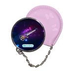 مرآة جيب جلد  دائرية  بتصميم جيتار ومفاتيح بيانو