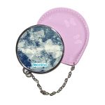 مرآة جيب جلد  دائرية  بتصميم جينز