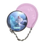 مرآة جيب جلد  دائرية  بتصميم حصان إلسا الثلجي ملكة الثلج