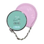 مرآة جيب جلد  دائرية  بتصميم دراجه هوائيه