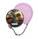 مرآة جيب جلد  دائرية  بتصميم ذكريات الطفولة ون بيس