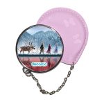 مرآة جيب جلد  دائرية  بتصميم رحله الاصدقاء