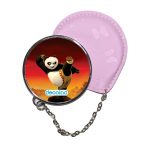 مرآة جيب جلد  دائرية  بتصميم ركله كونغ فو باندا